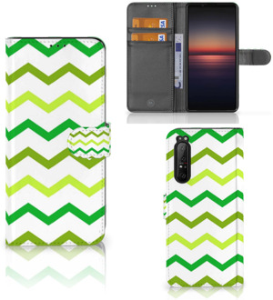 Telefoonhoesje Sony Xperia 1 II Flip Case Zigzag Groen