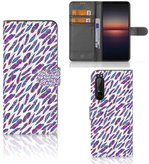 Telefoonhoesje Sony Xperia 1 II Flip Cover Feathers Color