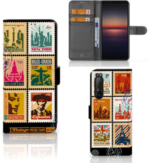 Telefoonhoesje Sony Xperia 1 II Flipcover Design Postzegels