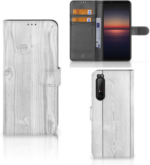 Telefoonhoesje Sony Xperia 1 II Smartphonehoesje met naam White Wood