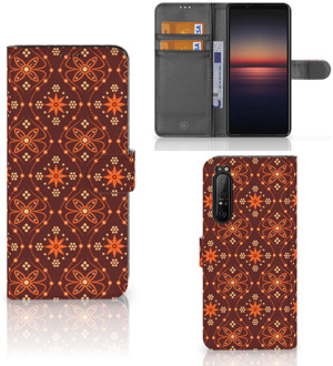 Telefoonhoesje Sony Xperia 1 II Wallet Book Case Batik Brown