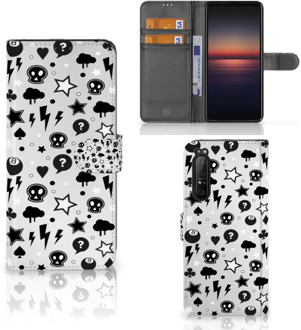 Telefoonhoesje Sony Xperia 1 II Wallet Book Case met Pasjeshouder Silver Punk