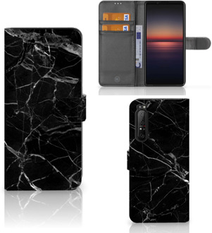 Telefoonhoesje Sony Xperia 1 II Wallet Book Case Vaderdag Cadeau Marmer Zwart