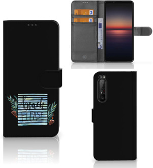 Telefoonhoesje Sony Xperia 1 II Wallet Bookcase met Quotes Boho Beach