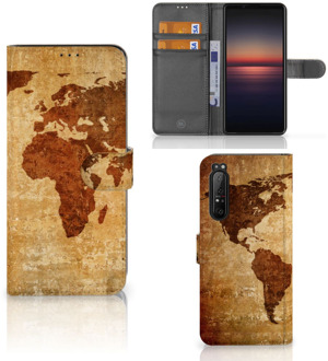 Telefoonhoesje Sony Xperia 1 II Wallet Bookcase Wereldkaart