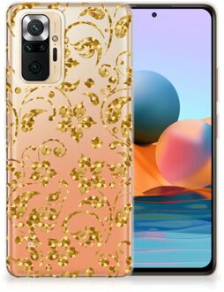 Telefoonhoesje Xiaomi Redmi Note 10 Pro Back Cover Siliconen Hoesje Gouden Bloemen