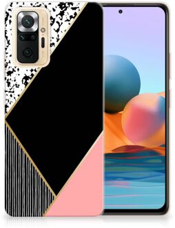 Telefoonhoesje Xiaomi Redmi Note 10 Pro TPU Silicone Hoesje Black Pink Shapes