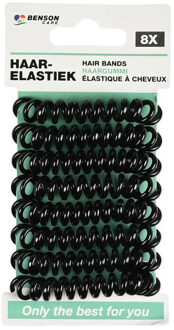 Telefoonkabel haar elastiekjes - 8x - zwart - zonder metaal - D5 cm