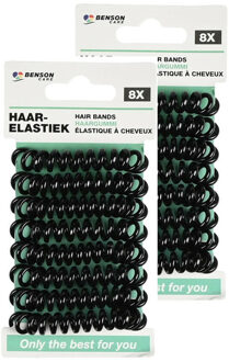 Telefoonkabel haar elastiekjes - set 16x - zwart - zonder metaal - D5 cm