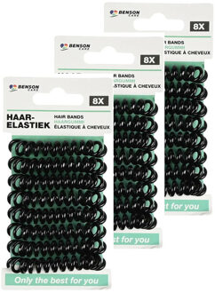 Telefoonkabel haar elastiekjes - set 24x - zwart - zonder metaal - D5 cm