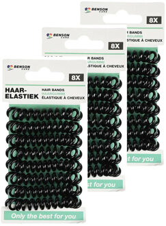 Telefoonkabel haar elastiekjes - set 48x - zwart - zonder metaal - D5 cm