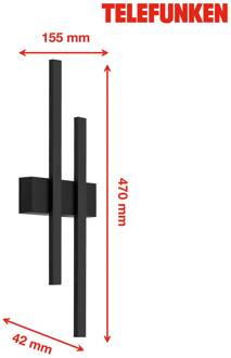 Telefunken LED buitenwandlamp Graz indirect 2-lamps zwart