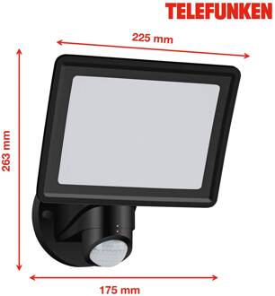 Telefunken LED buitenwandlamp Lagos met sensor, zwart