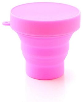 Telescopische Draagbare Silicone Folding Cup Met Cover Outdoor Koffie Cups Camping Reizen Business Drink Water Keuken Accessoires roze
