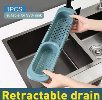 Telescopische Gootsteen Plank Keuken Zeep Spons Gootsteen Rek Wastafels Houder Organizer Sink Opslag Mand Keuken Gadgets Granny grijs