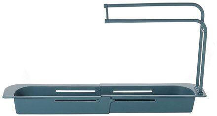 Telescopische Gootsteen Plank Zeep Spons Afvoer Rack Opslag Mand Tas Kraan Houder Verstelbare Badkamer Houder Gootsteen Keuken Accessorie blauw