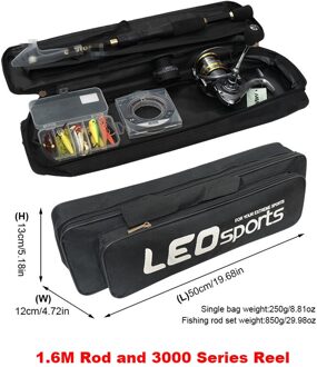 Telescopische Hengel Combo En Reel Volledige Kit Spinning Reel Fishing Gear Pole Set 100M Pe Vislijn Lokken kit 1.6M Rod 3000 Reel