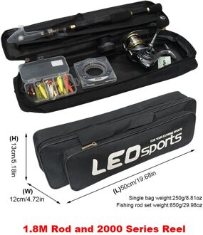 Telescopische Hengel Combo En Reel Volledige Kit Spinning Reel Fishing Gear Pole Set 100M Pe Vislijn Lokken kit 1.8M Rod 2000 Reel
