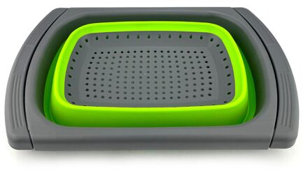 Telescopische Vouwen Afvoer Mand Siliconen Zeef Mand Vouwen Fruitmand Wassen Groente Mand Plastic Fruitmand Rood