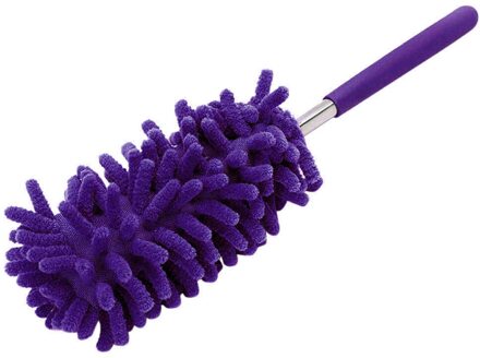 Telescopische Zacht Microfiber Stofdoek Borstel Dust Cleaner Statische Anti Afstoffen Borstel Thuis airconditioning Auto Meubels Reinigen # F paars