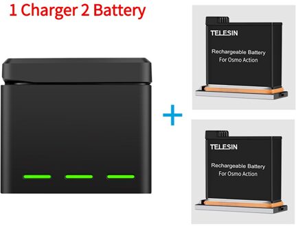 Telesin 2 Pack Batterij + 3 Slots Intelligente Opladen Lader 2 Tf Card Opbergdoos Voor Dji Osmo Actie Camera accessoires