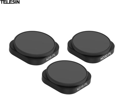Telesin 3-In-1 ND8/16/32-Pl Filter Lens Kit Vervanging Voor Gopro Hero 9 Zwart