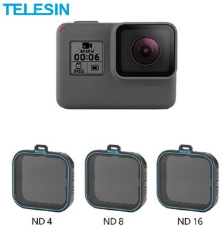 Telesin 3 Pack Nd Lens Protector Kit Set (ND4 8 16) neutral Density Filter Voor Gopro Hero 5 Hero 6 7 Zwart Accessoreis