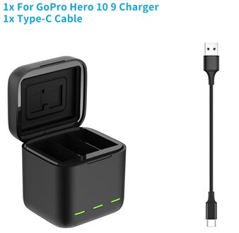 Telesin Voor Gopro 9 10 Batterij 1750Mah Led Light Opladen Box Tf Card Opslag Voor Gopro Hero 9 10 battery Charger Accessoires 1 lader