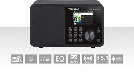 Telestar DIRA M 1 A Mobile EWF Batterijbediende Multifunctionele Mono Radio DAB+ / FM / Internet / Bluetooth Zwart - 30-011-02