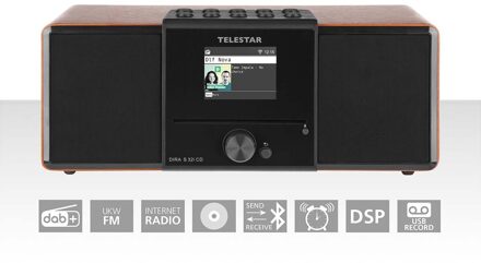 Telestar DIRA S32i CD EWF Multifunctionele Stereo Radio met CD-speler DAB+ / FM / Internet / Bluetooth Hout - 30-320-01