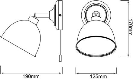 Telio Wandlamp Bedlamp Wit aan/uit schakelaar