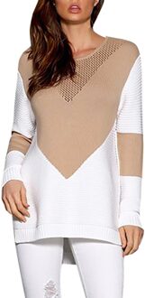 TELOTUNY Op Verkoop Herfst Winter Vrouwen Gebreide Colorblock Hollow Trui Casual Soft Femme Elasticiteit Truien L0807 KH
