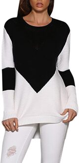 TELOTUNY Op Verkoop Herfst Winter Vrouwen Gebreide Colorblock Hollow Trui Casual Soft Femme Elasticiteit Truien L0807 zwart