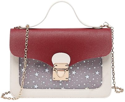 Temperament Vrouwen Zacht Lederen Kleine Vierkante Zakken Handtas Party Purse Ketting Roze Lovertjes Luxe Crossbody Bag # Yj rood