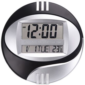 Temperatuur Display Digitale Muur Elektronische Klok Lcd Moderne Kalender Led Beugel Horloge Mute Van Home Office Decoratie zwart