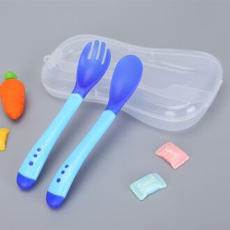 Temperatuur Sensor Lepel Vork Set Training Lepel Vork Tweedelige blauw