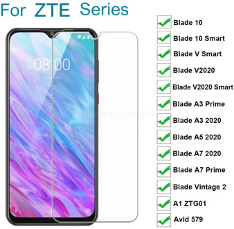 Tempered Glass for ZTE Blade 10 Smart A5 A3 A7 Prime 2020 V2020 V Smart Vintage 2 Protective Glass on ZTE A1 ZTG01 Avid 579 Film