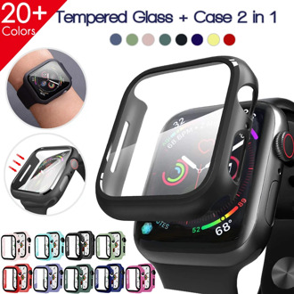 Tempered Glass Screen Protector PC Bumper Case for Apple watch series 6 SE 5 4 3 Cover slim for iWatch 6 5 frame 40mm 44mm 38 42