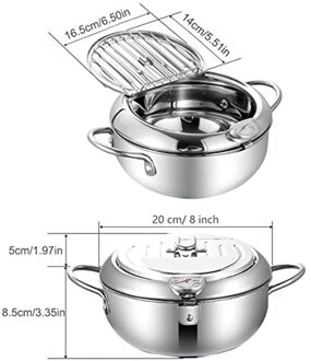 Tempura Friteuse Met Thermometer En Deksel Anti-aanbak Rvs Friteuse Japanse Friteuse Pot Voor Keuken Koken KN9782H01