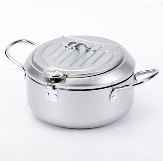 Tempura Friteuse Restaurant Deksel Met Thermometer Non Stick Mini Fritter Twist Temperatuurregeling Keuken Kip Friteuse 20CM / Sliver