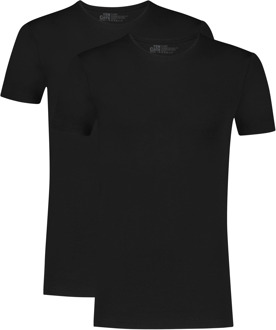 Ten Cate 32325 basic v-neck shirt 2-pack - Zwart - XXL