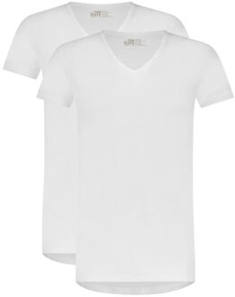 Ten Cate Organic T-shirt V-hals 2-pack wit - L