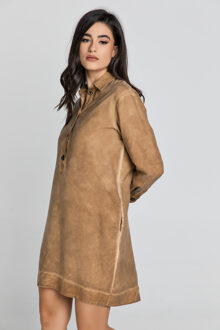 Tencel Taupe Overhemdjurk - L