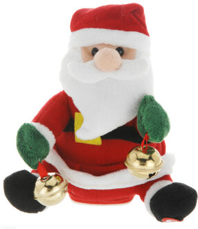 Tender Toys Kerstman pop - met beweging en geluid - 18 cm - dansen en zingen - kerstfiguur