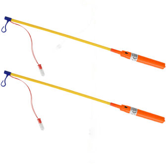 Tender Toys Lampionstokjes - 2x - oranje - met lichtje - 50 cm