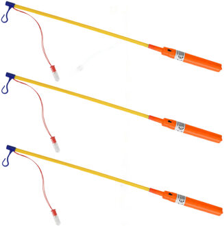 Tender Toys Lampionstokjes - 3x - oranje - met lichtje - 50 cm