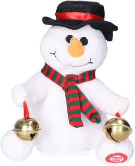 Tender Toys Sneeuwpop pop - met beweging en geluid - 18 cm - dansen en zingen - kerstfiguur Wit