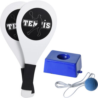 Tender Toys Tennistrainer inclusief 2 rackets van hout wit/blauw - Tennissets Multikleur