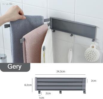 Tenmiu Roterende Multi Pole Handdoek Opbergrek Badkamer Wc Handdoekenrek Non Geperforeerde Plastic Keuken Handdoekenrek Haak licht grijs