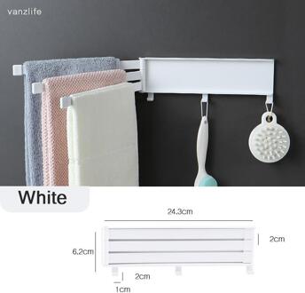 Tenmiu Roterende Multi Pole Handdoek Opbergrek Badkamer Wc Handdoekenrek Non Geperforeerde Plastic Keuken Handdoekenrek Haak wit
